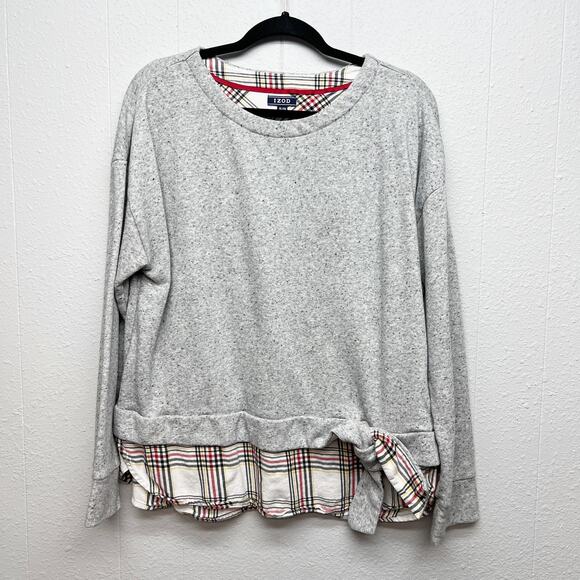IZOD Speckled Mock Layer Womens Sweatshirt XL Academia Gorpcore School College - Picture 1 of 12